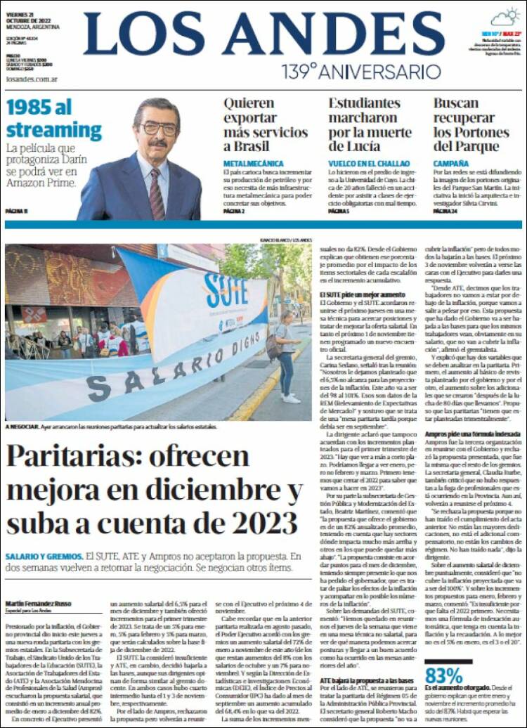 Portada de Los Andes - Mendoza (Argentina)