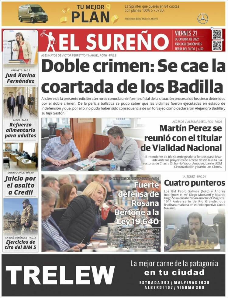 Portada de Diario El Sureño (Argentina)