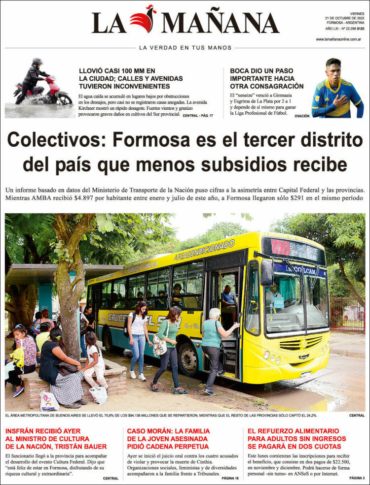 Portada de Diario La Mañana (Argentina)