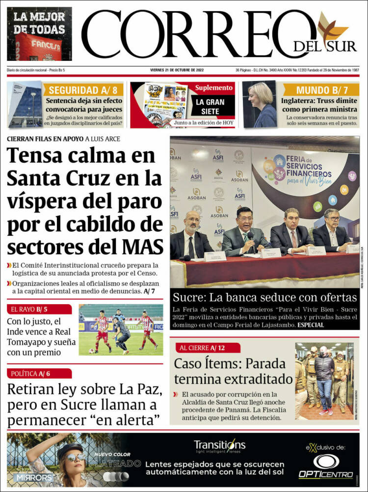 Portada de Correo Sur (Bolivia)