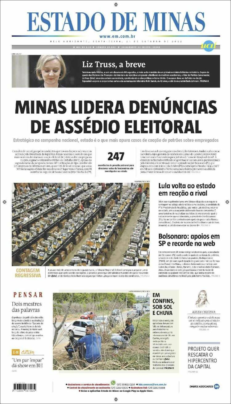 Portada de Jornal Estado de Minas (Brasil)