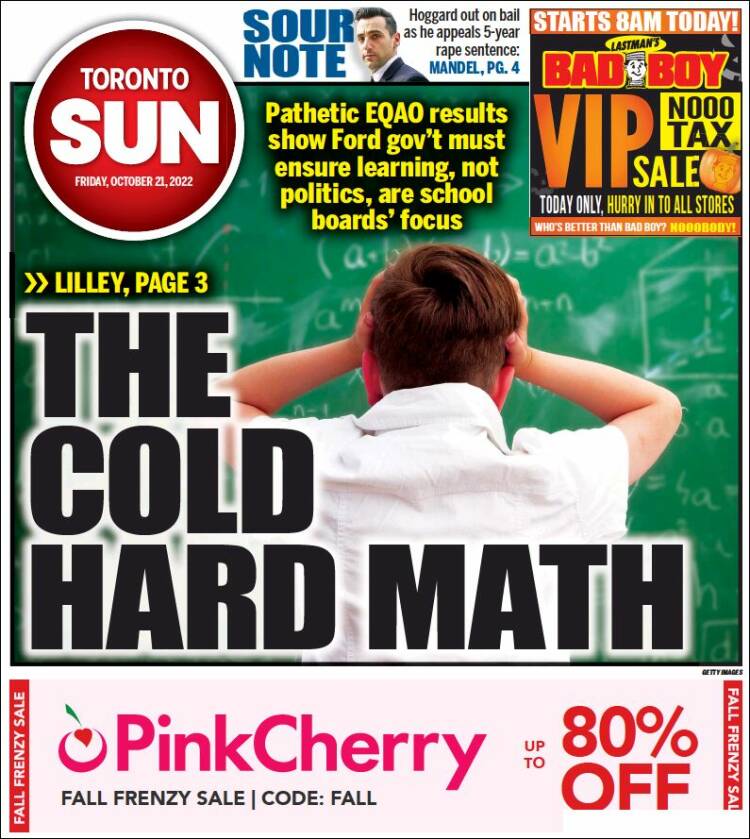 Portada de The Toronto Sun (Canadá)