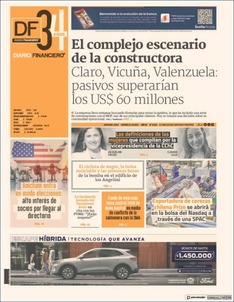 Portada de Diario Financiero (Chile)