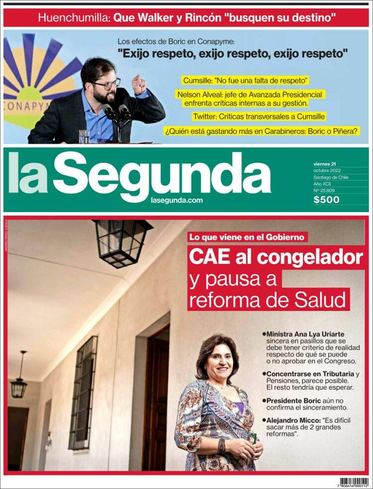 Portada de La Segunda (Chile)