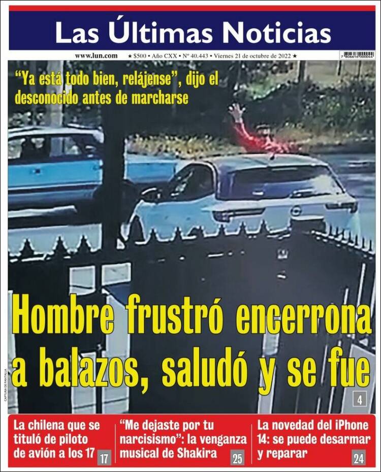 Portada de Las Últimas Noticias (Chile)