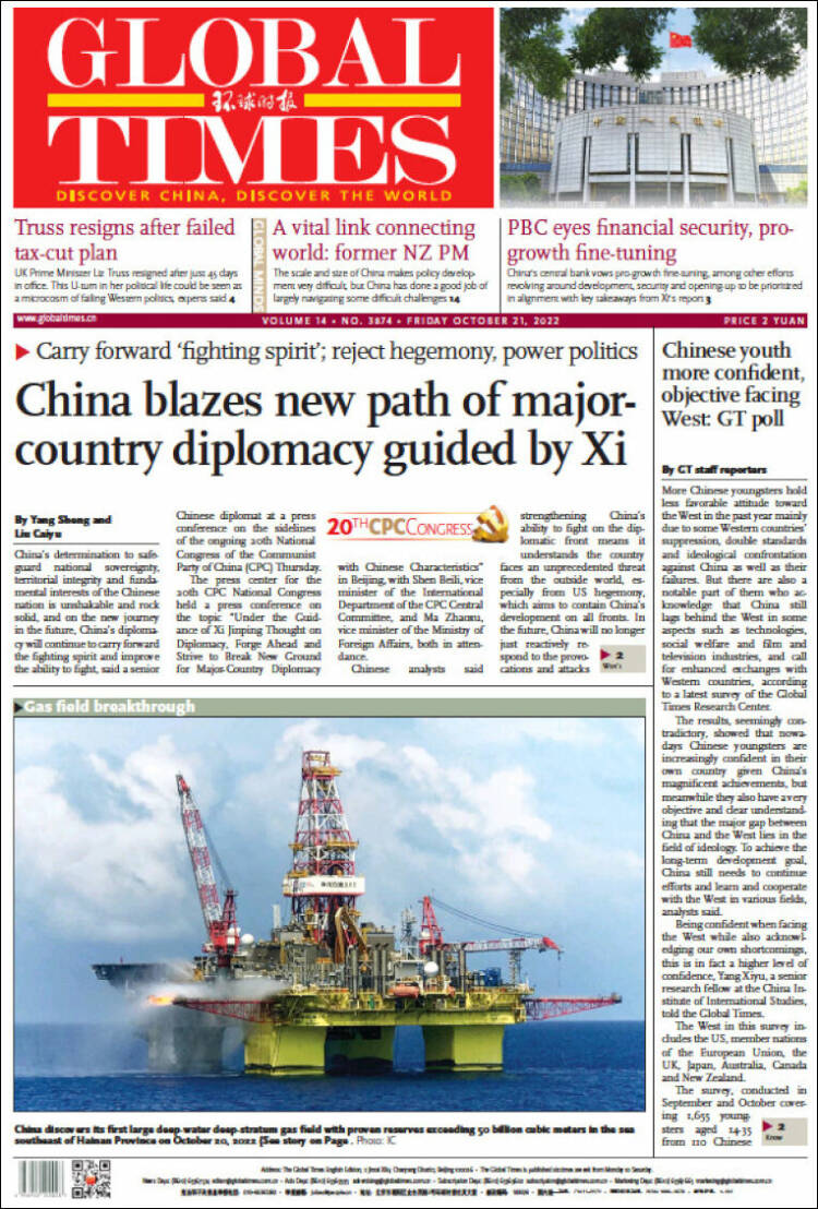 Portada de The Global Times (China)