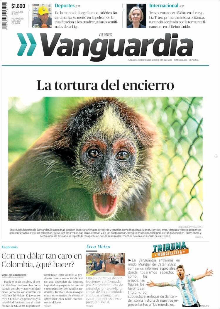 Portada de Vanguardia Liberal (Colombia)
