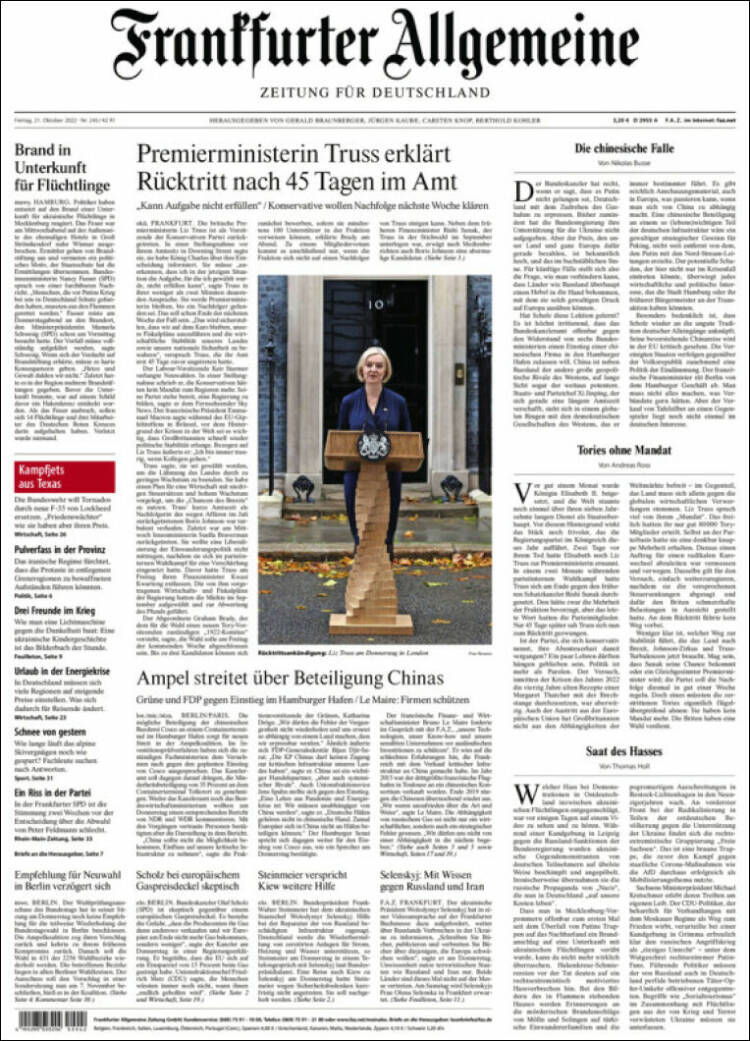 Portada de Frankfurter Allgemeine (Alemania)