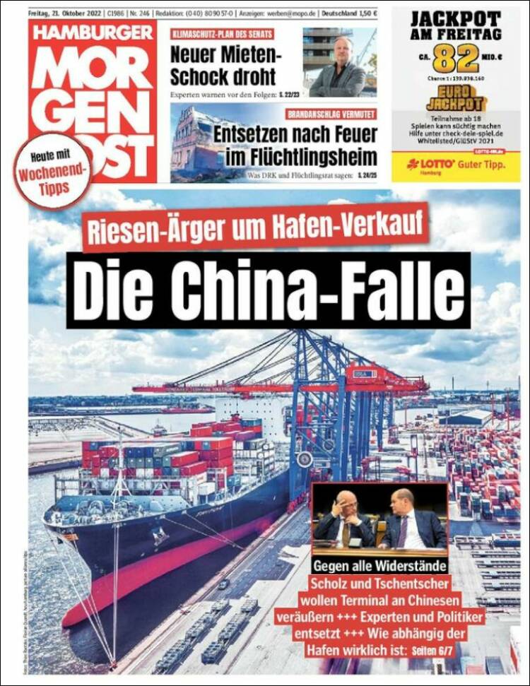 Portada de Hamburger Morgenpost  (Alemania)