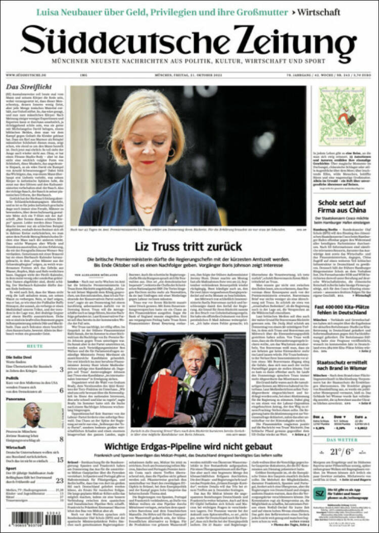 Portada de Sueddeutsche (Alemania)