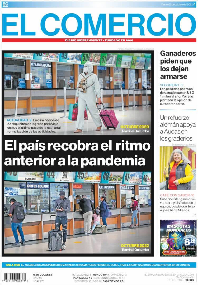 Portada de El Comercio (Ecuador)