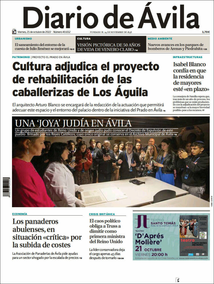 Portada de Diario de Ávila (España)