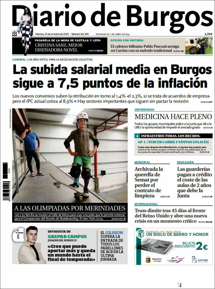 Portada de Diario de Burgos (España)