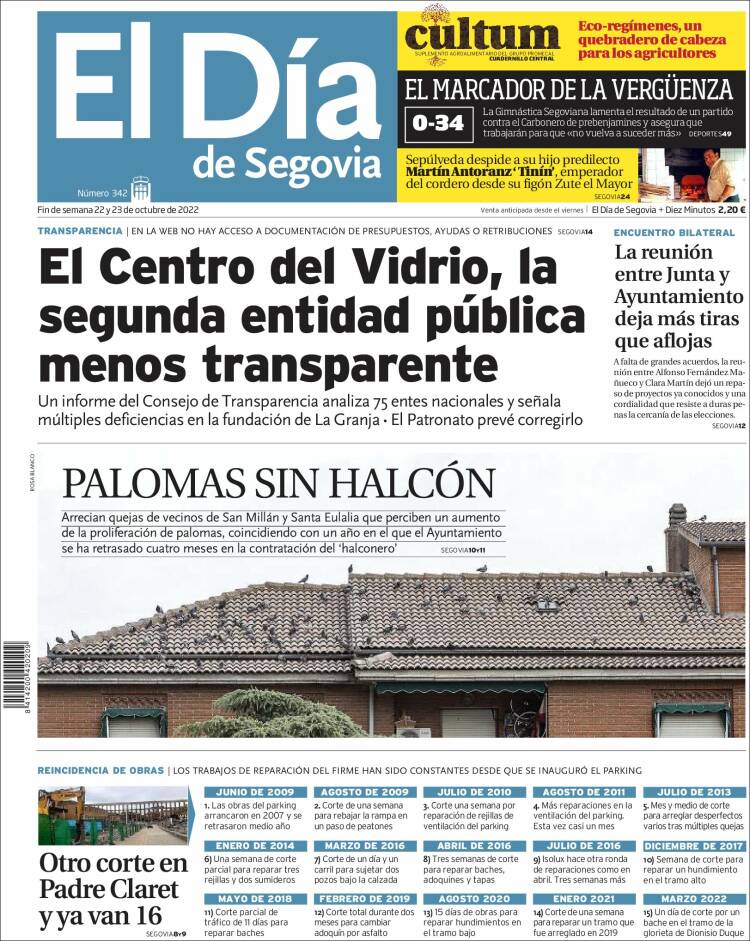 Portada de El Día de Segovia (España)
