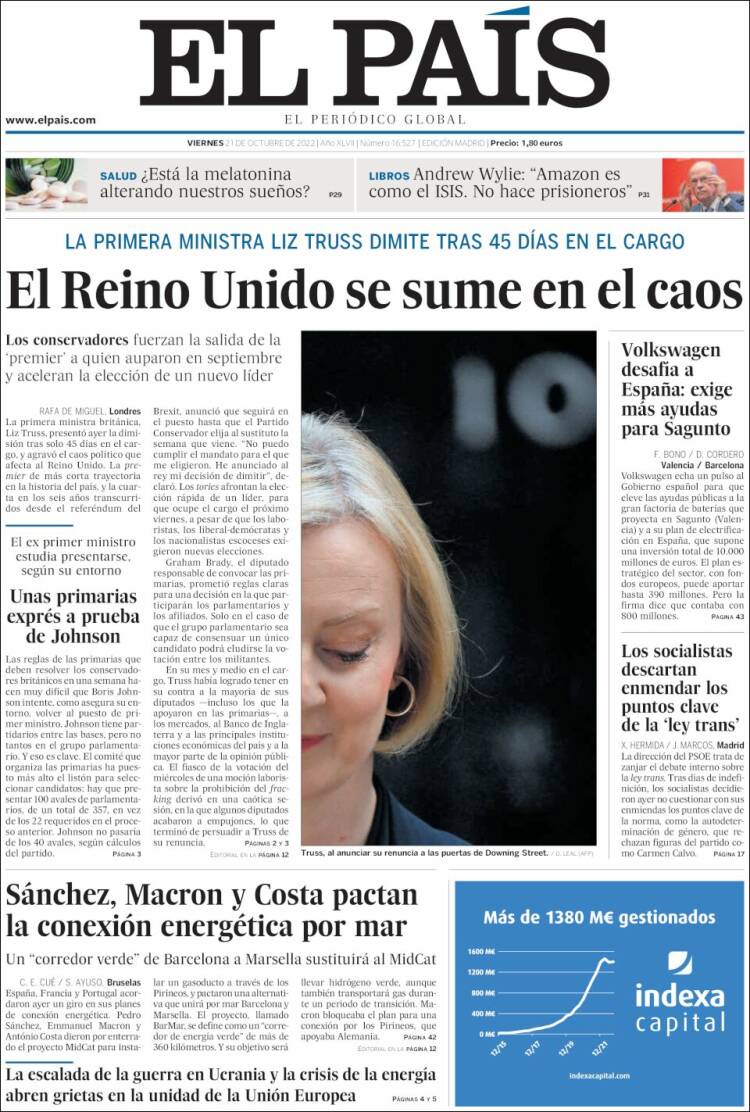 Portada de El País (España)