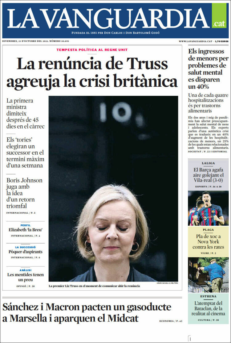 Portada de La Vanguardia (España)