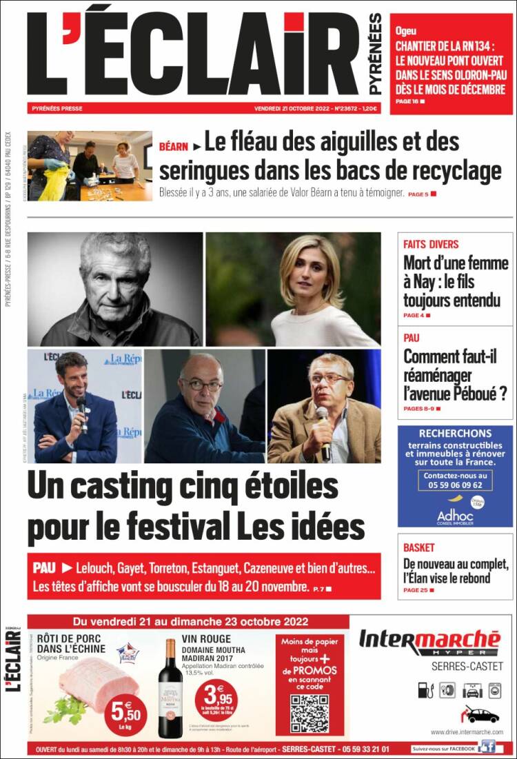 Portada de L'Eclair des Pyrénées (France)