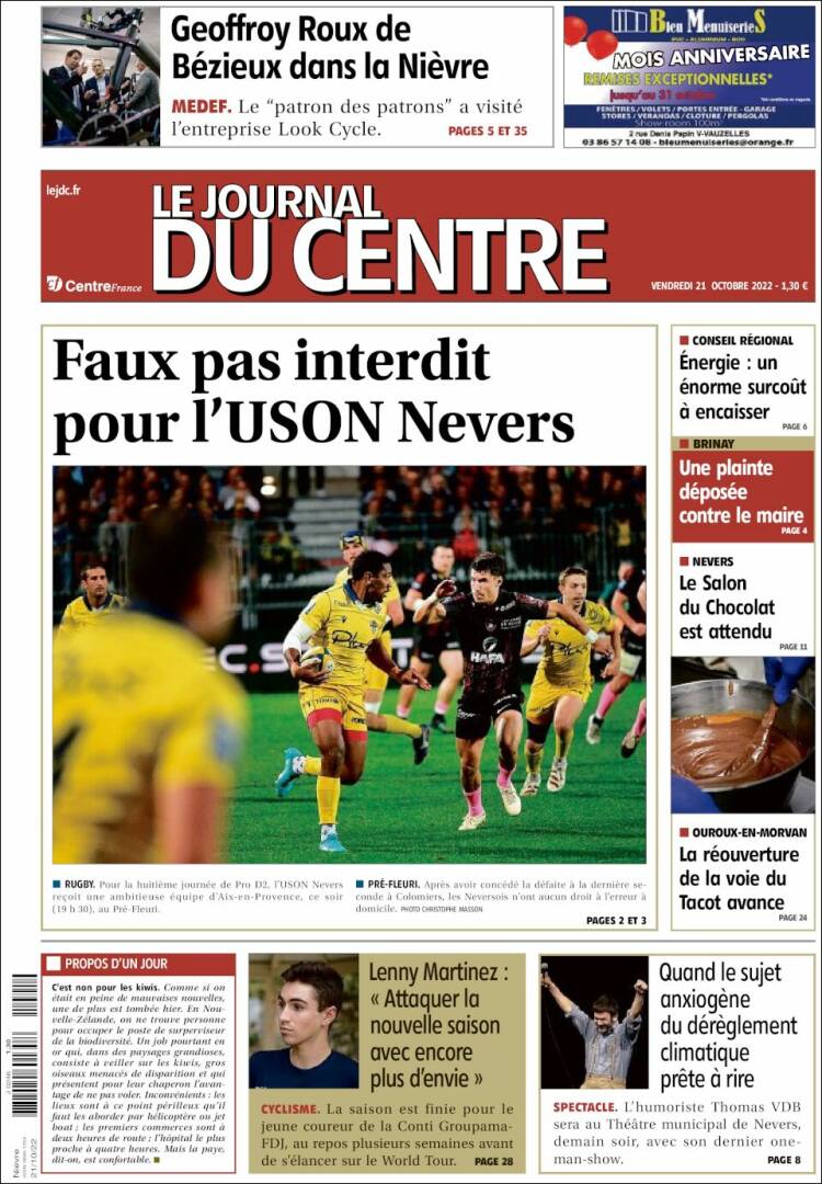 Portada de Le Journal du Centre (France)