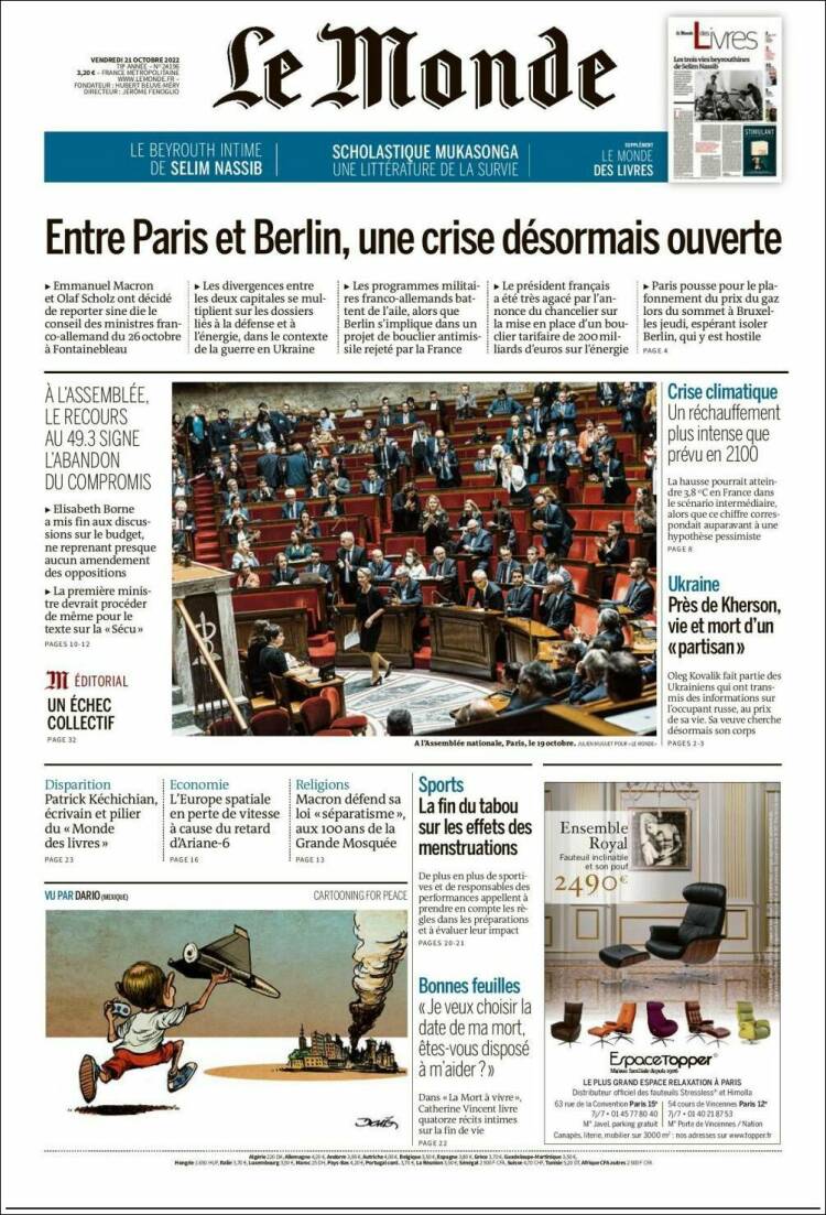 Portada de Le Monde (France)