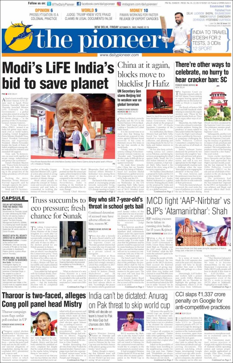 Portada de The Pioneer (India)