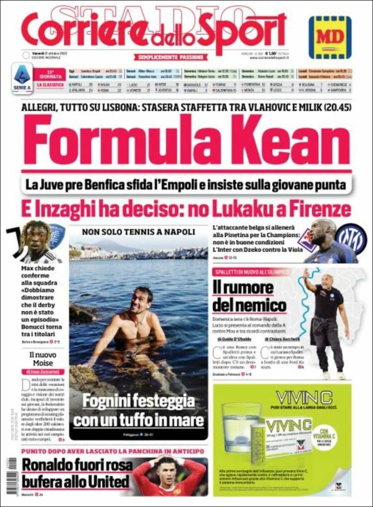 Portada de Corriere dello Sport (Italia)