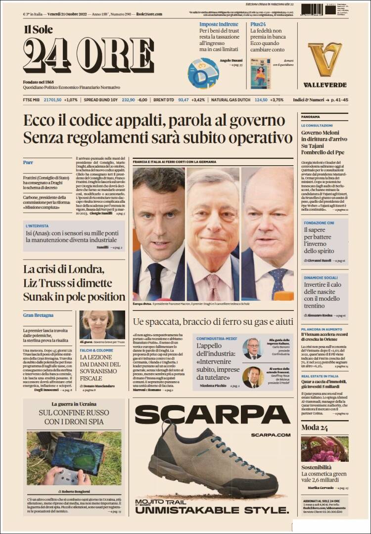 Portada de Il Sole 24 ORE (Italia)