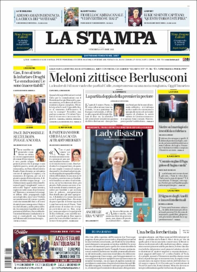 Portada de La Stampa (Italia)