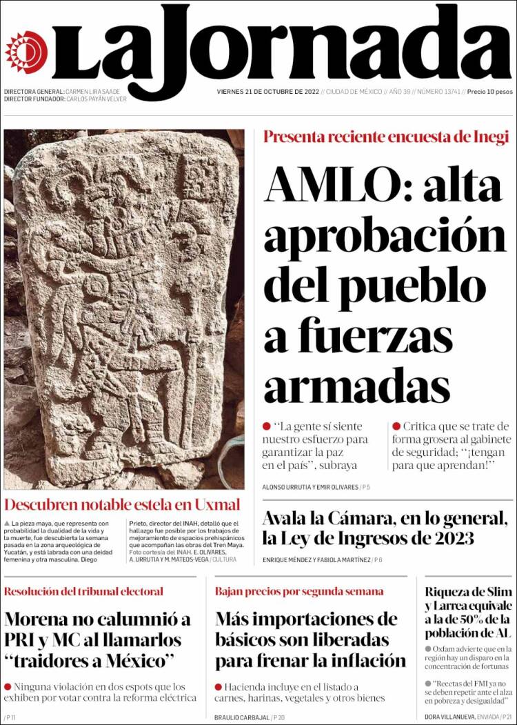 Portada de La Jornada (México)