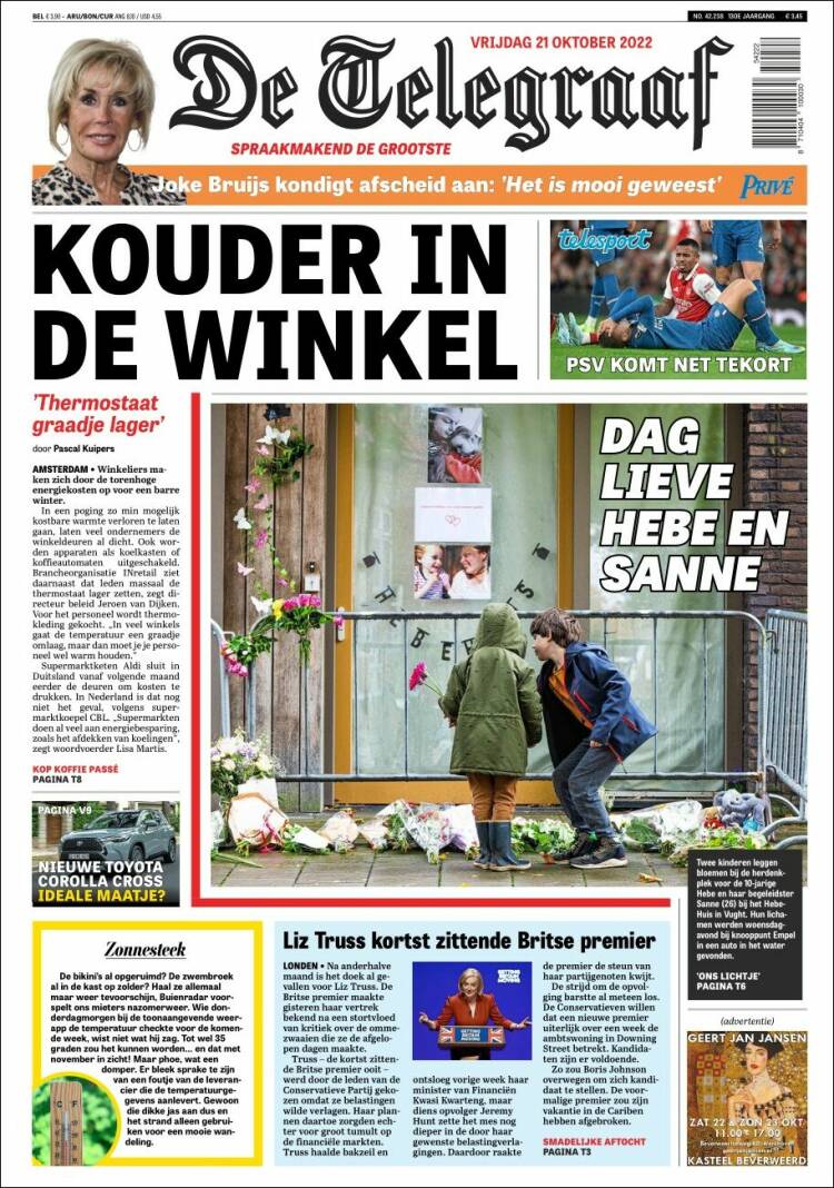 Portada de De Telegraaf (Pa&iacute;ses Bajos)