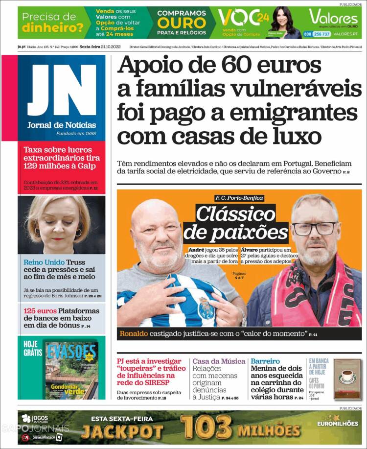 Portada de Jornal de Notícias (Portugal)