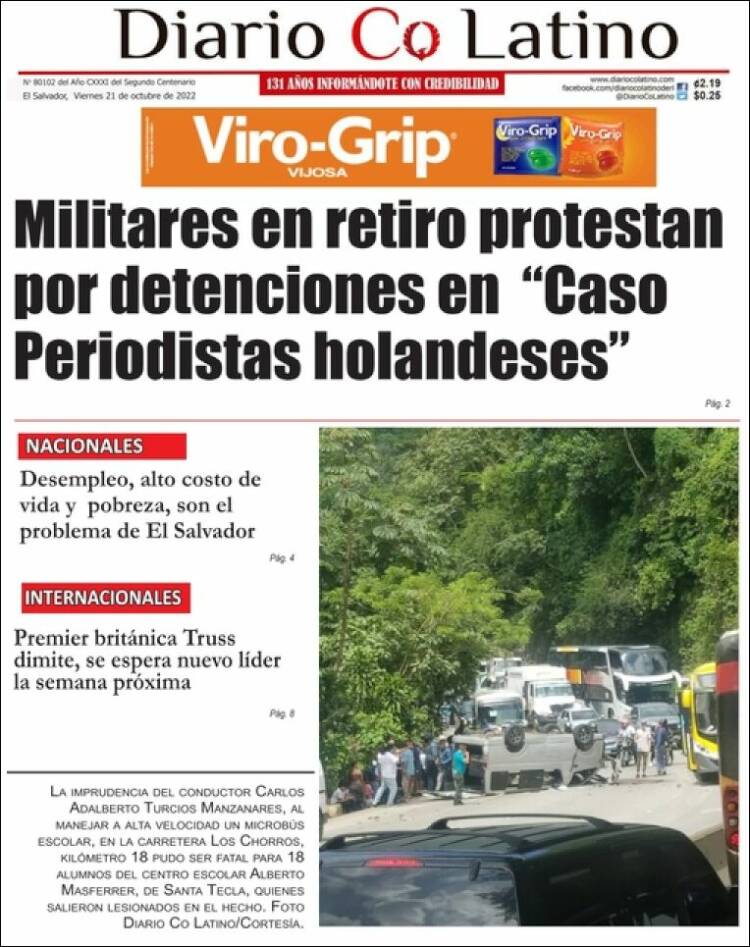 Portada de Diario Co Latino (El Salvador)
