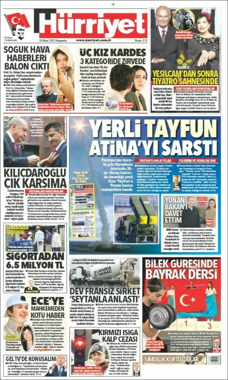Portada de Hürriyet (Turqu&iacute;a)