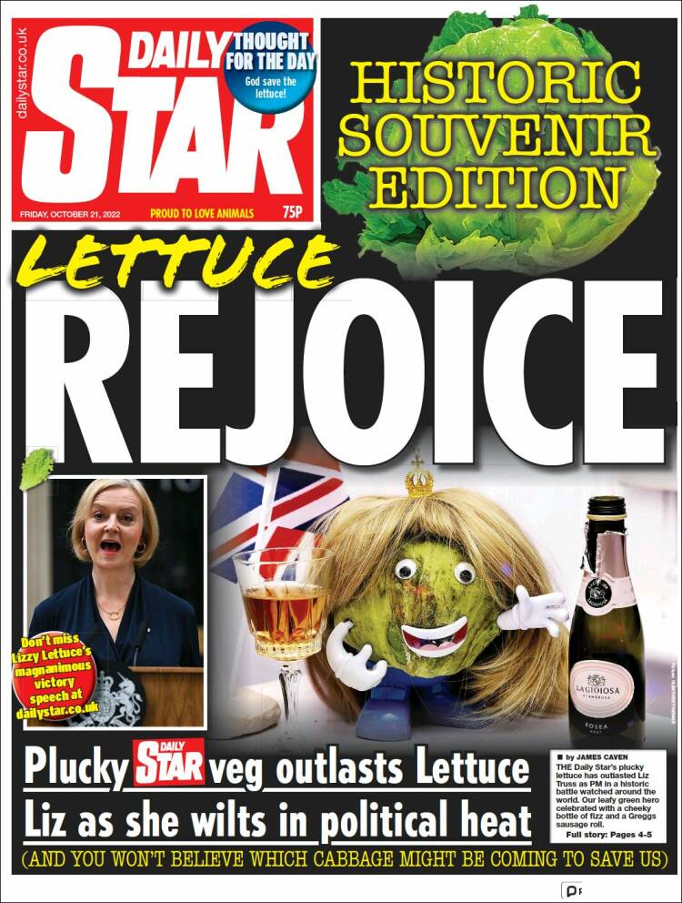 Portada de Daily Star (Reino Unido)