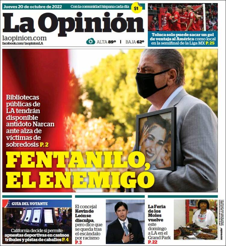 Portada de La Opinión (USA)