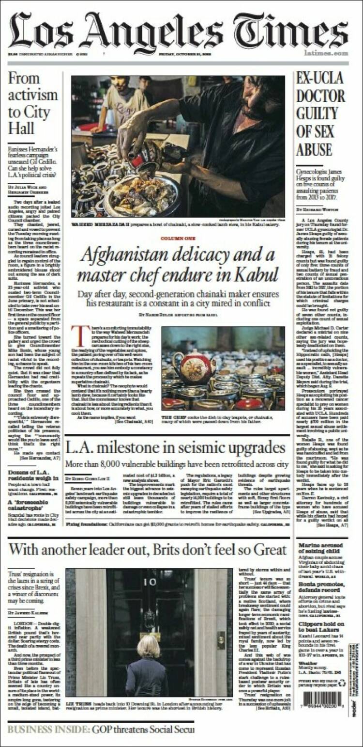 Portada de Los Angeles Times (USA)