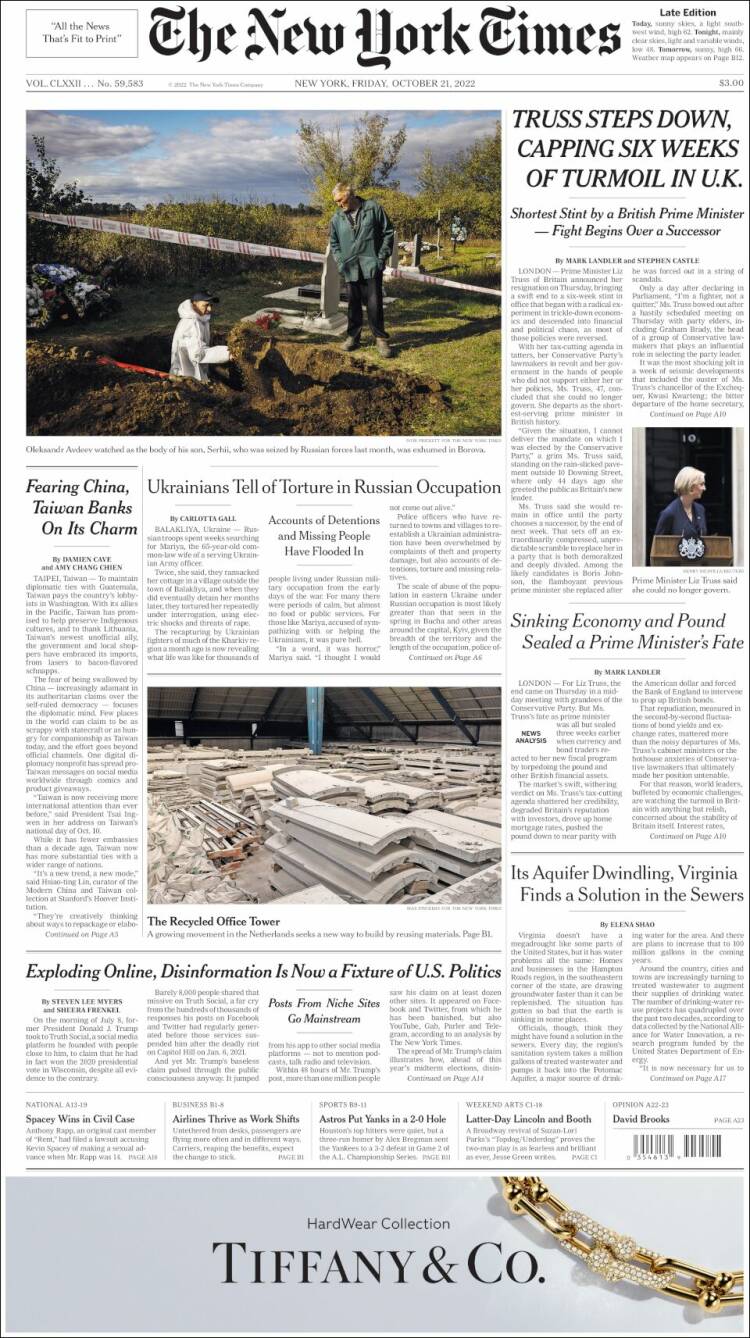 Portada de New York Times (USA)