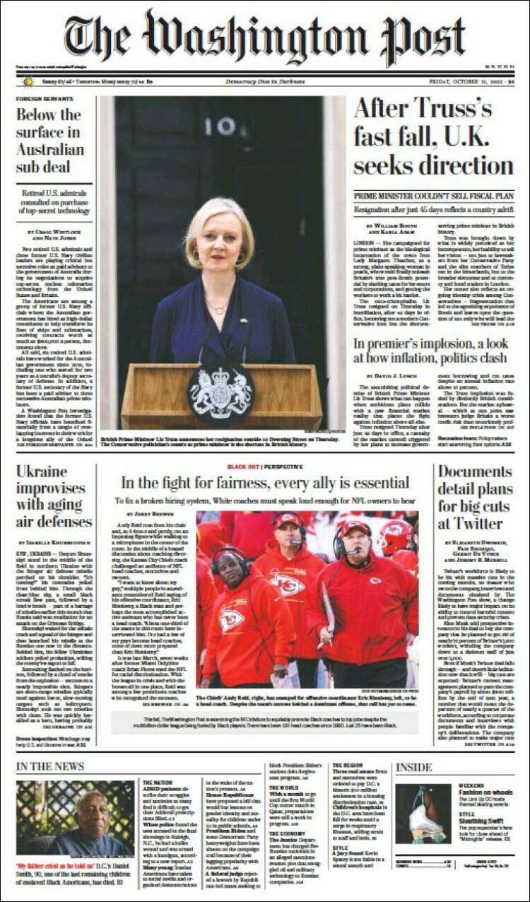 Portada de The Washington Post (USA)