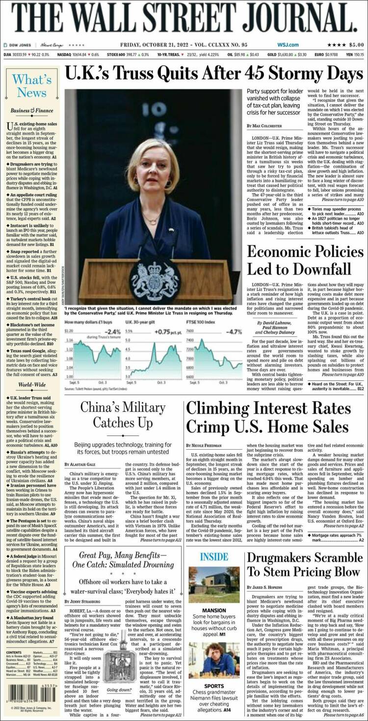 Portada de Wall Street Journal (USA)