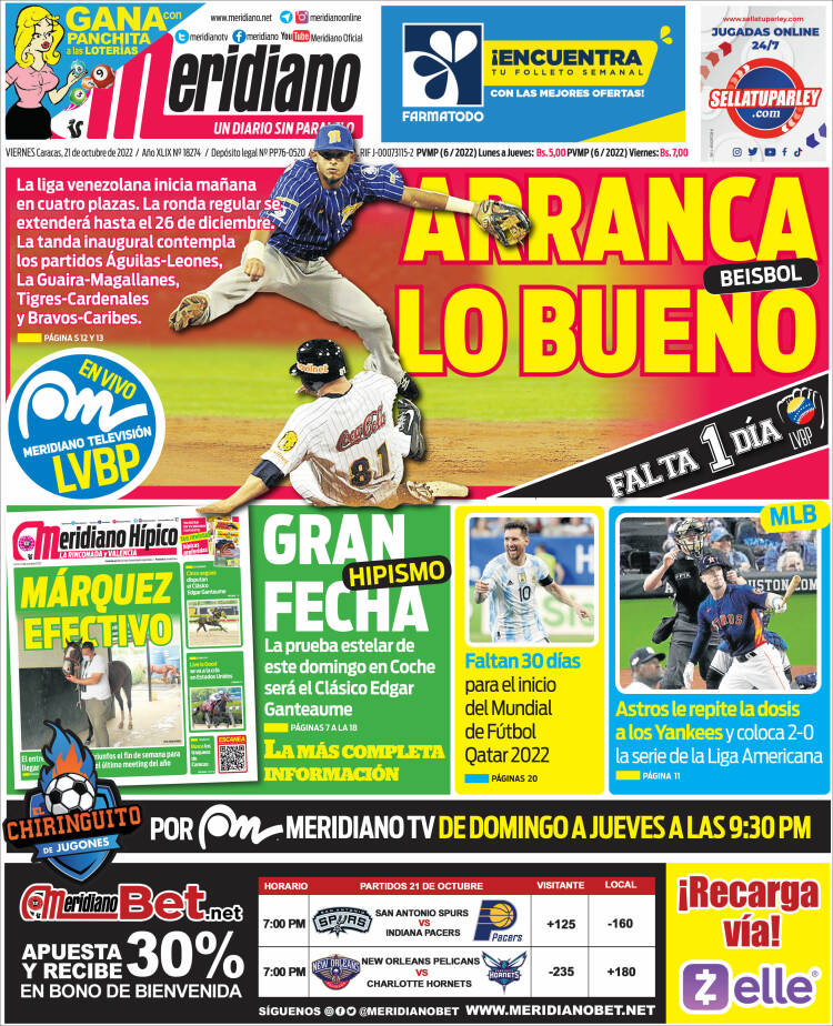 Portada de Meridiano (Venezuela)