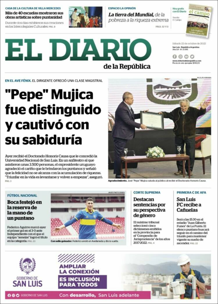 Portada de Diario de la República (Argentina)