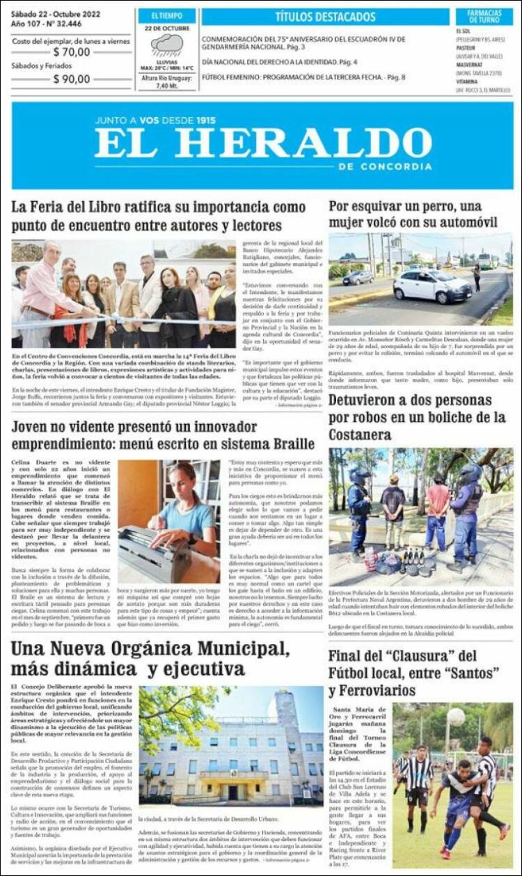 Portada de El Heraldo de Concordia (Argentina)