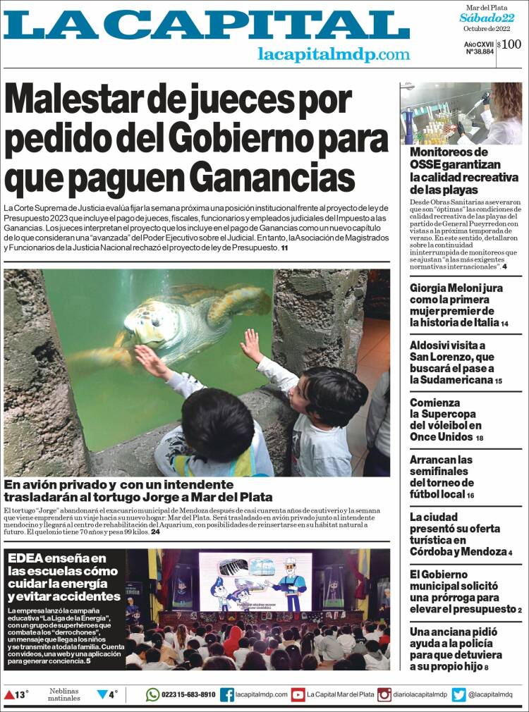 Portada de Diario La Capital - Mar del Plata (Argentina)
