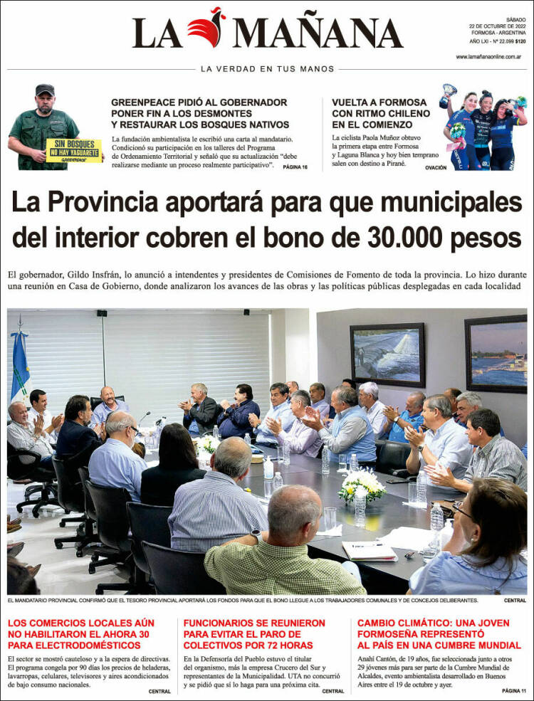 Portada de Diario La Mañana (Argentina)