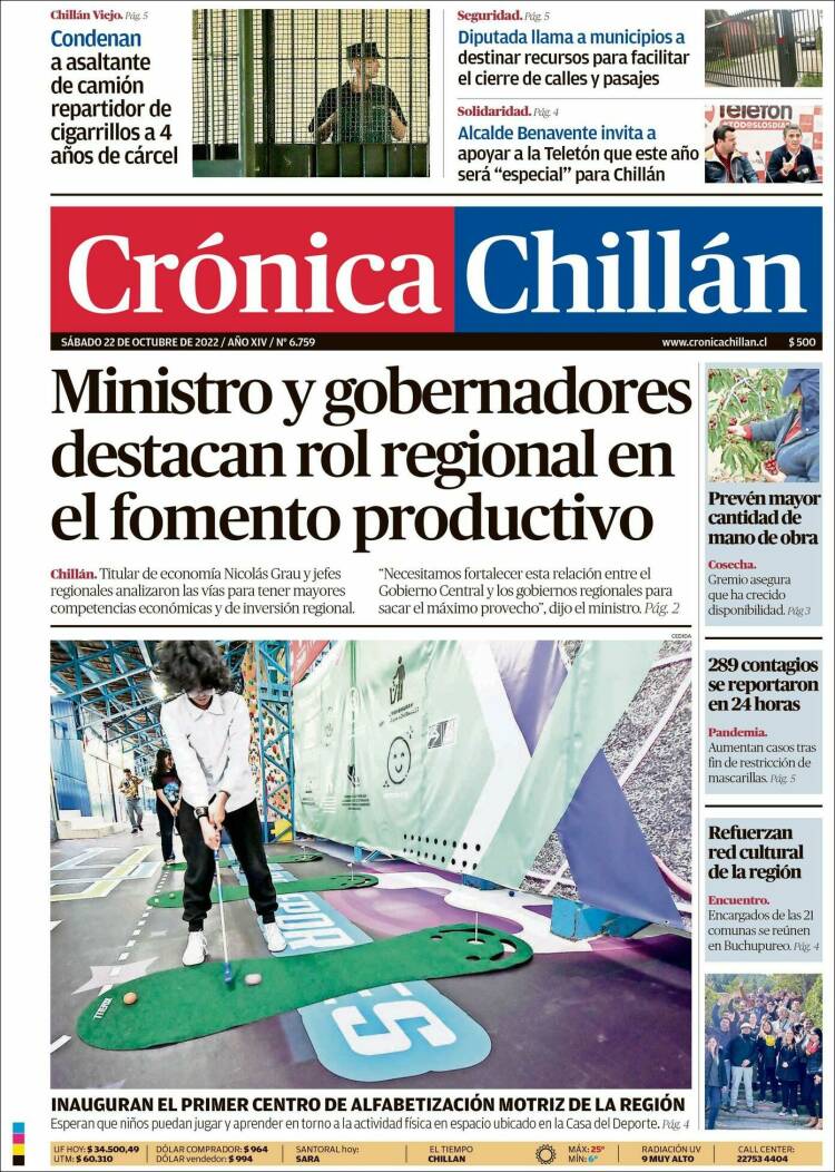 Portada de Crónica Chillán (Chili)