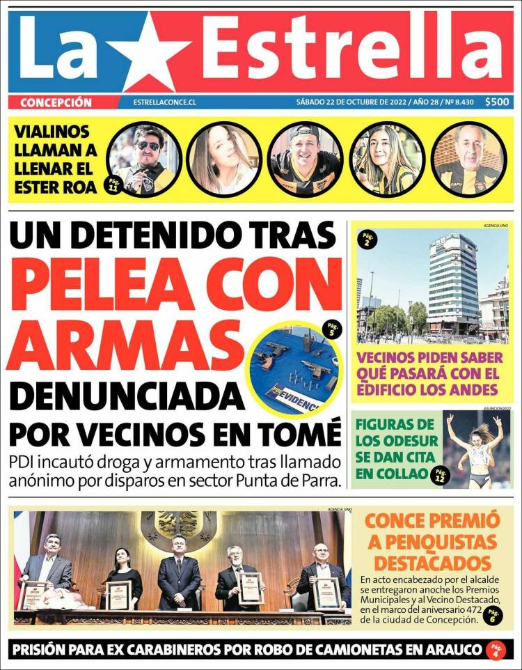 Portada de La Estrella de Concepción (Chile)