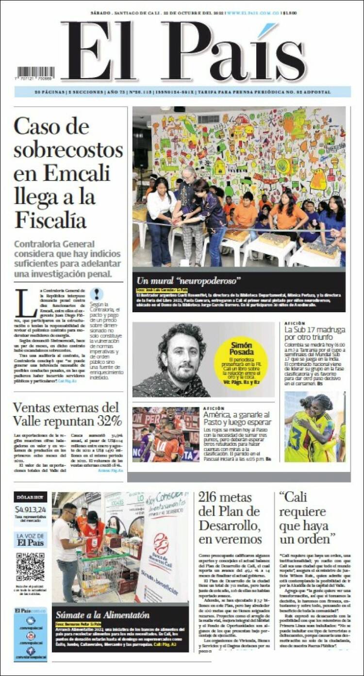 Portada de El País - Cali (Colombia)