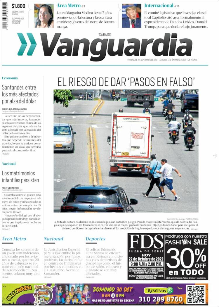 Portada de Vanguardia Liberal (Colombia)