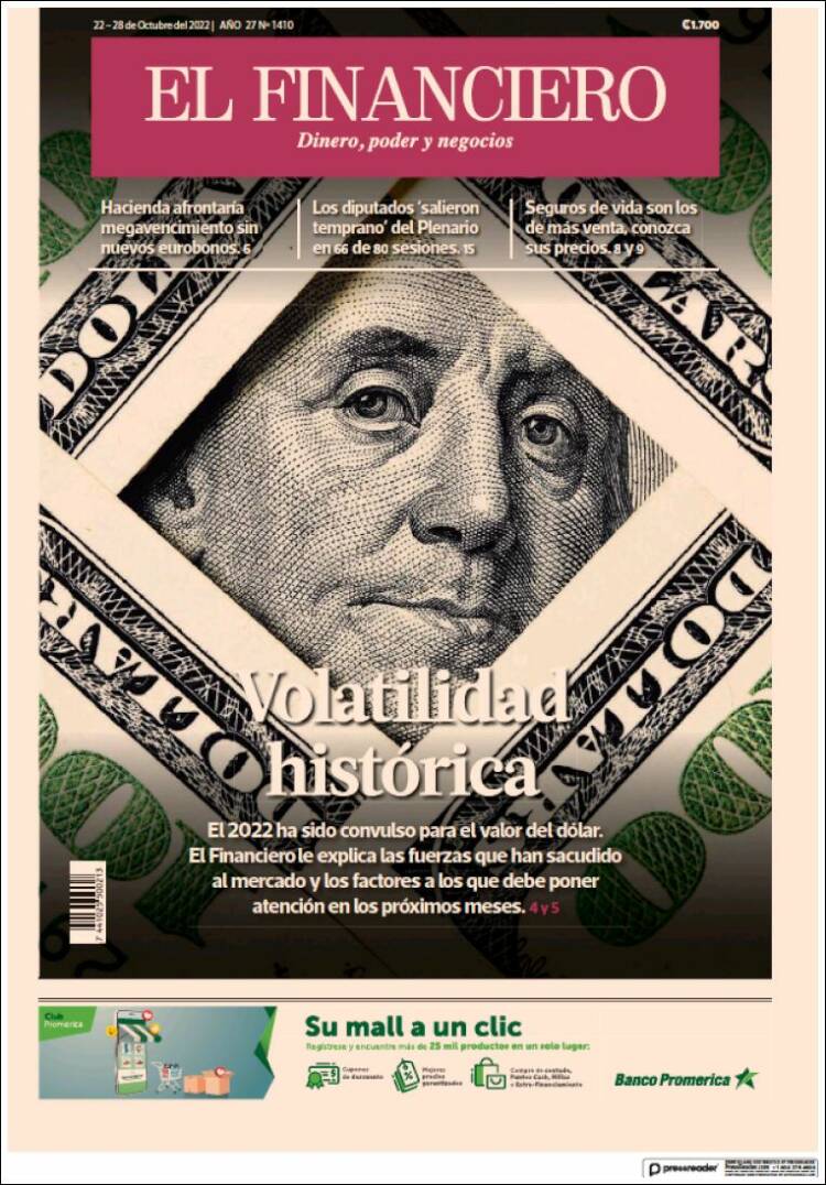 Portada de El Financiero (Costa Rica)
