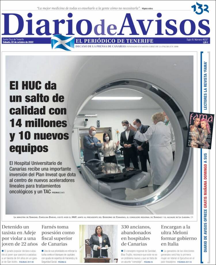 Portada de Diarios de Avisos (España)