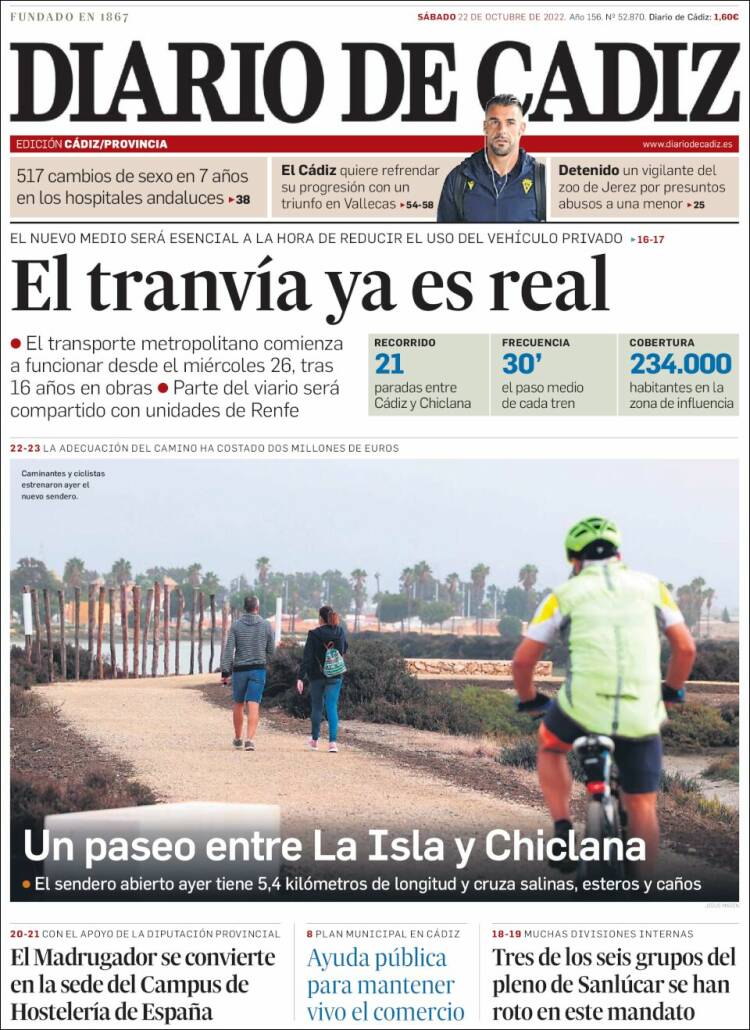 Portada de Diario de Cádiz (España)